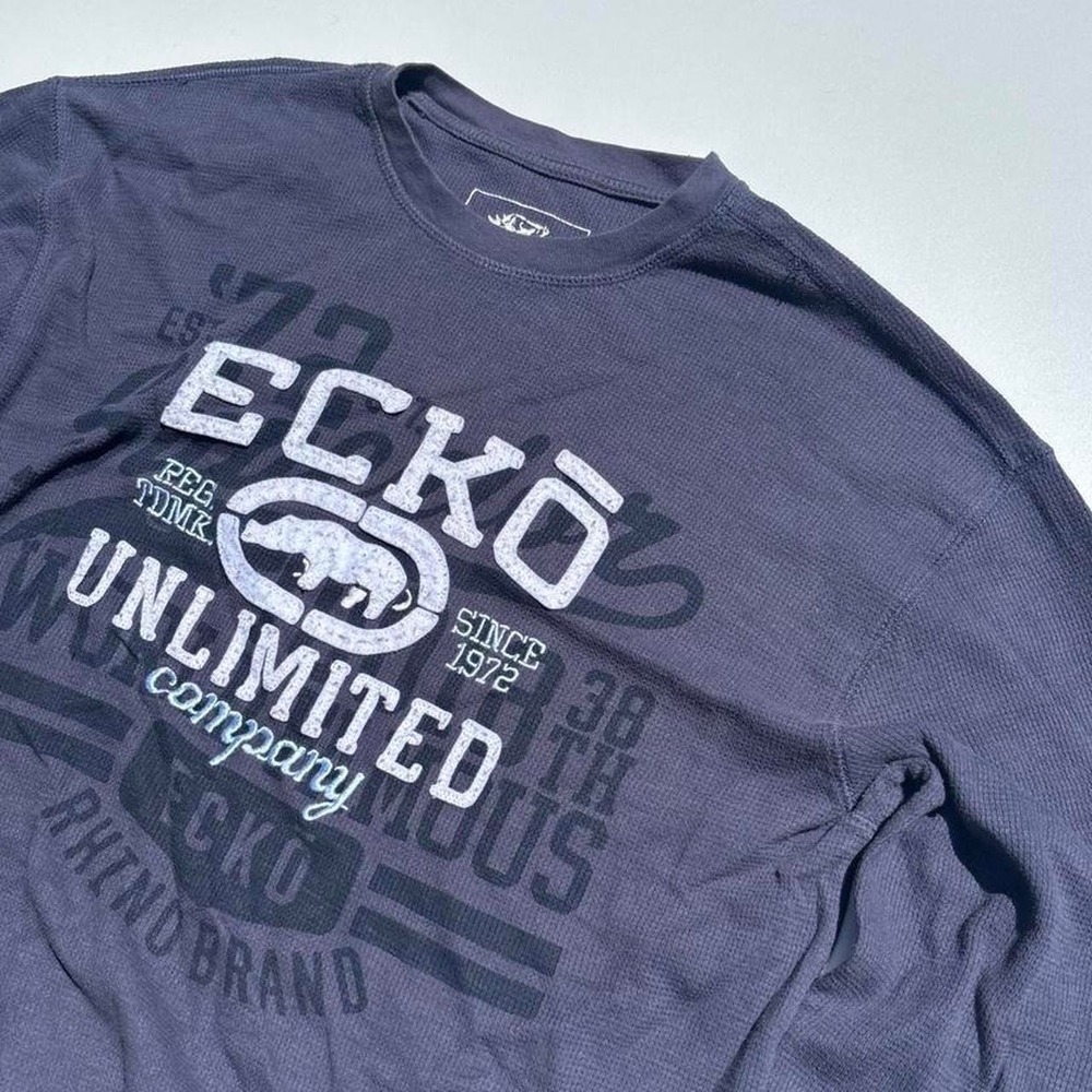 Ecko Unltd. long sleeve thermal shirt with white graphic - XL